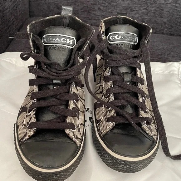 Coach Women's High-Top Sneakers - Black and Grey - Picture 5 of 8